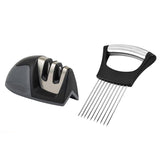 2-Pack: Ultra Sharp Knife Sharpener and Stainless Steel Vegetable And Meat Slicer Holder