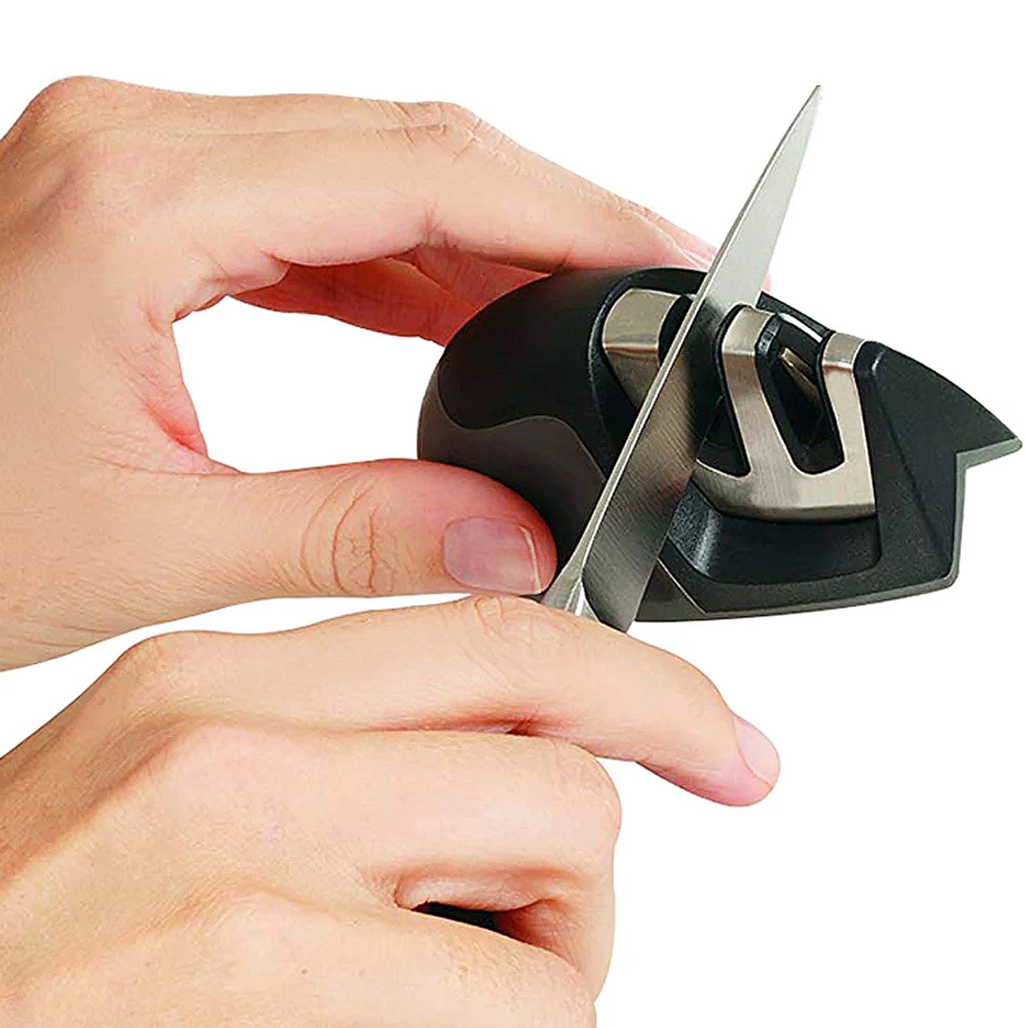 2-Pack: Ultra Sharp Knife Sharpener and Stainless Steel Vegetable And Meat Slicer Holder