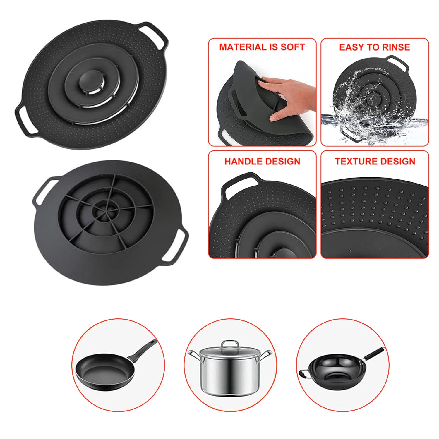 Boil Over Spill Stopper Safeguard Lid Cover for Pots And Pans