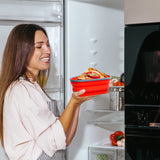 Collapsible Adjustable The Perfect Reusable Pizza Storage Container with 5 Microwavable Serving Trays