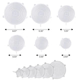 6-Pack: Reusable Silicone Stretch Container Lids Covers for Food Storage - Fit Most Containers