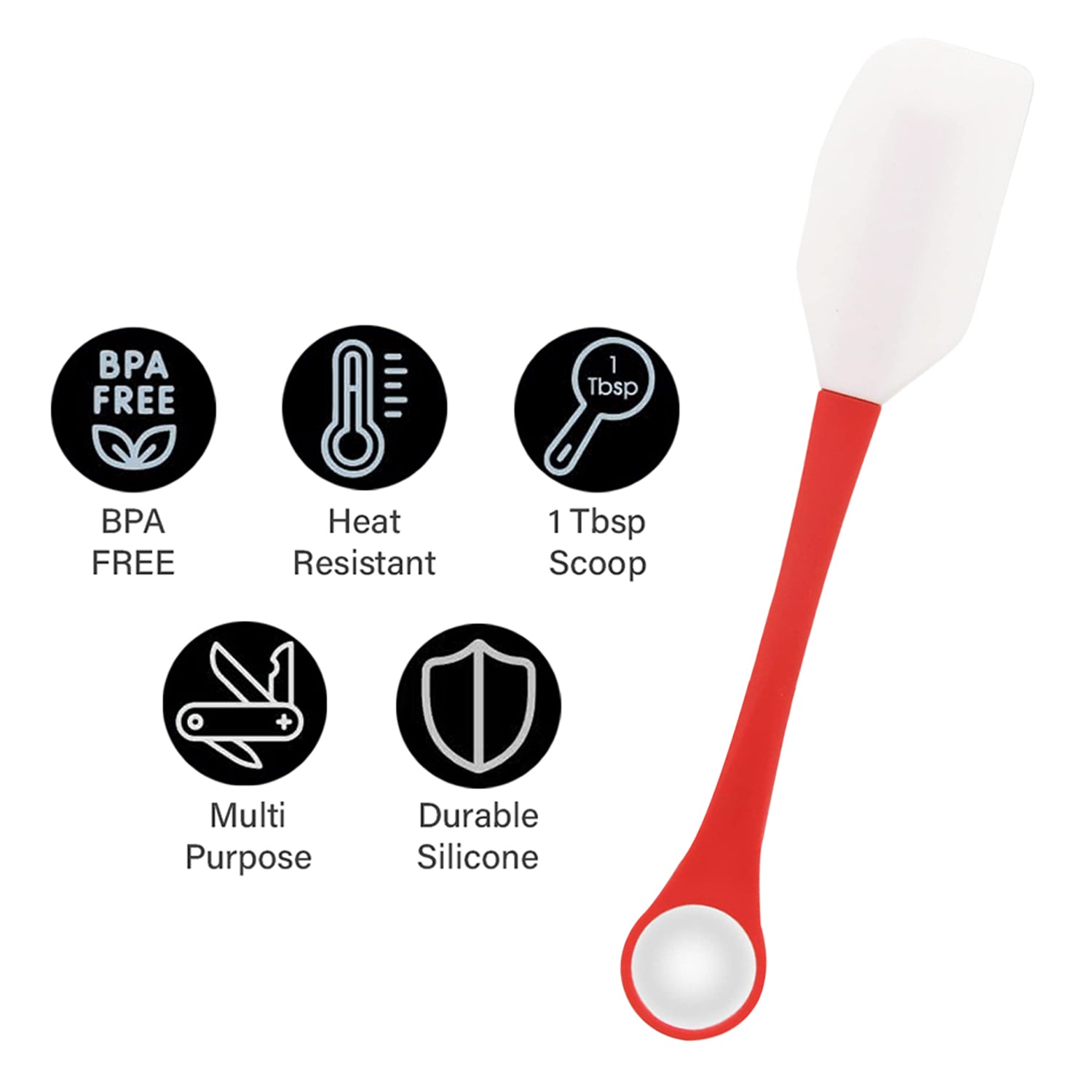 2-in-1 Silicone One Tablespoon Cookie Scoop and Spatula to Stir, Fold, Scrape