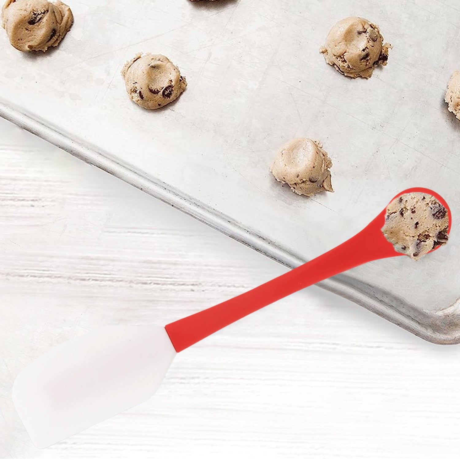 2-in-1 Silicone One Tablespoon Cookie Scoop and Spatula to Stir, Fold, Scrape