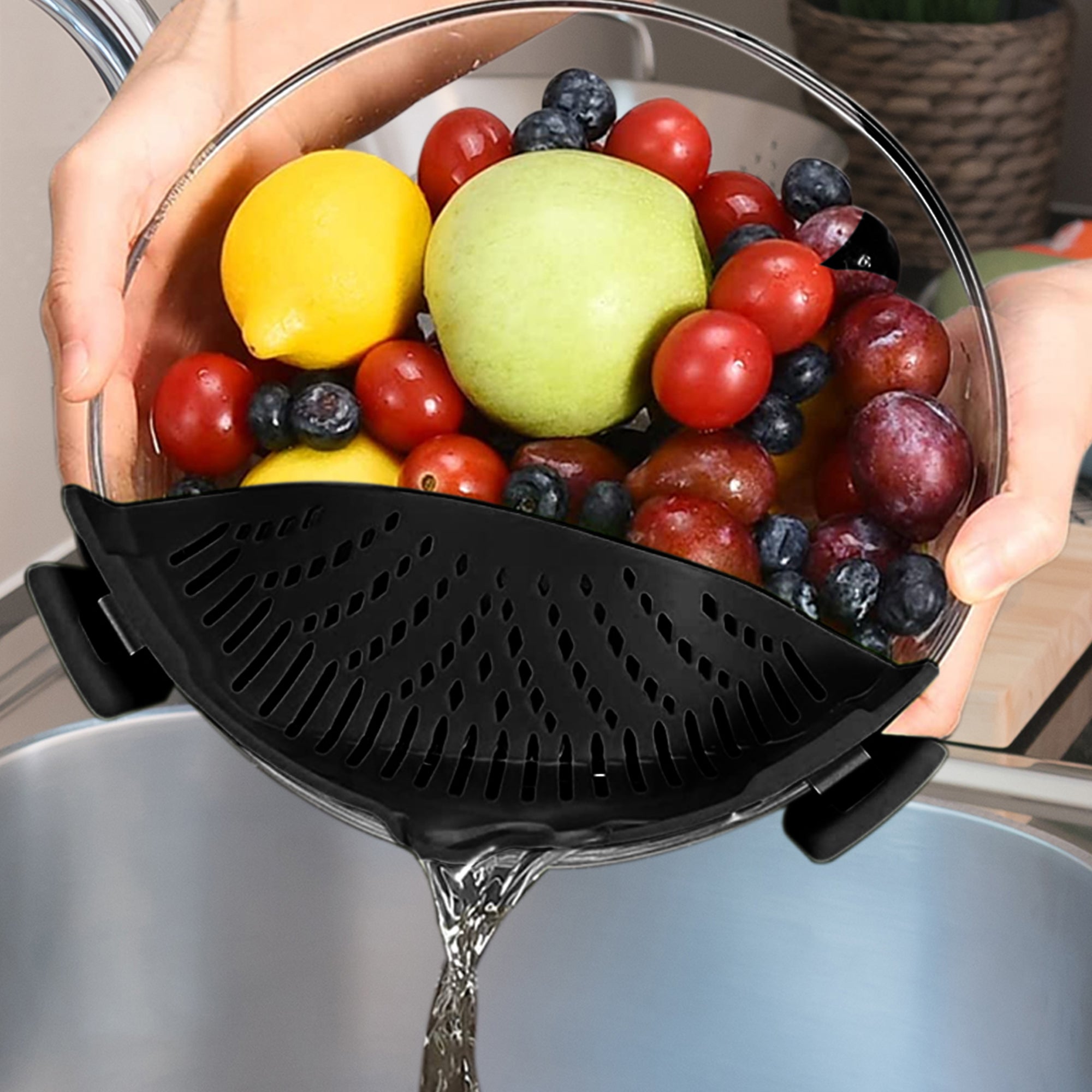 2-Pack: Easy Snap On Heat Resistance Silicone Kitchen Strainer