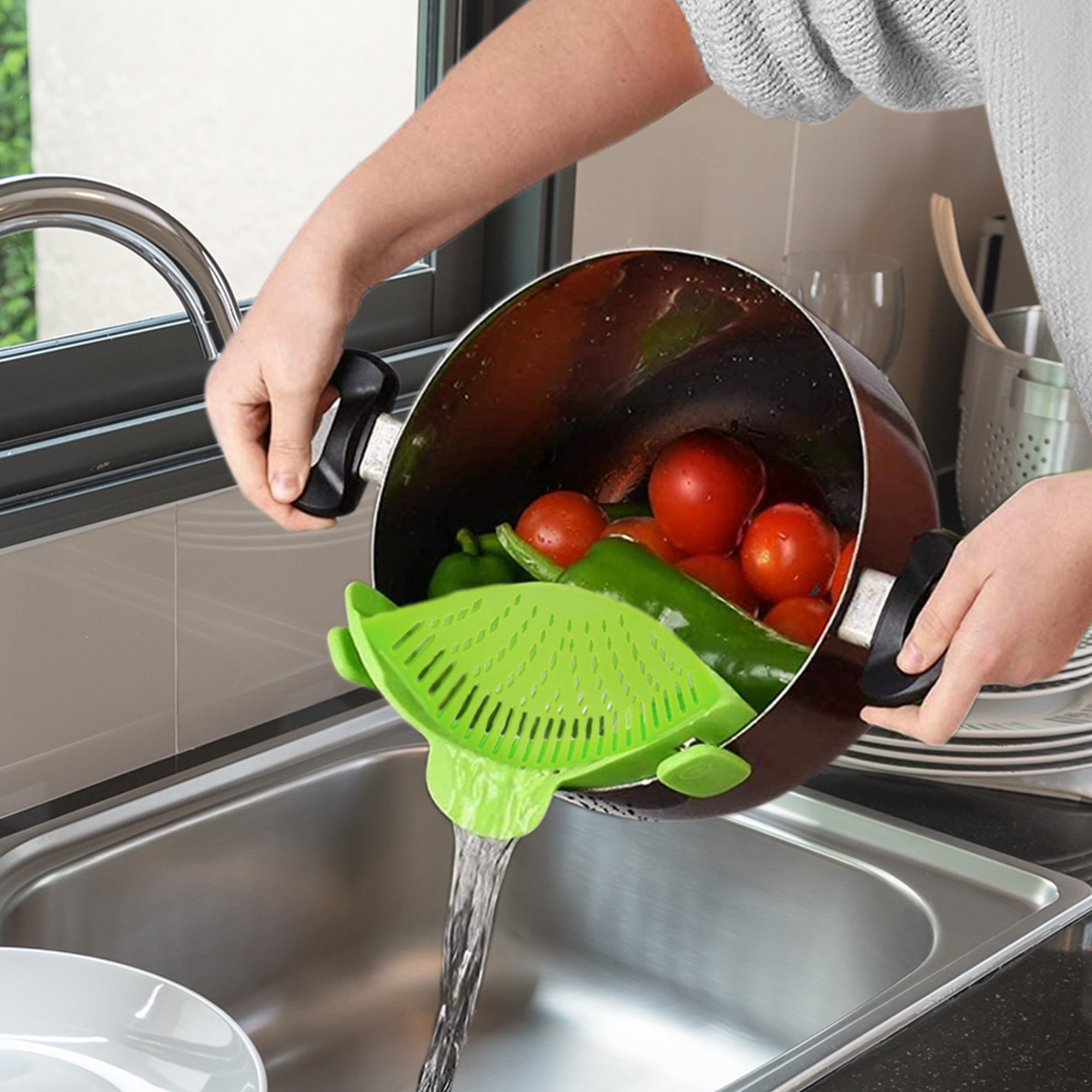 2-Pack: Easy Snap On Heat Resistance Silicone Kitchen Strainer