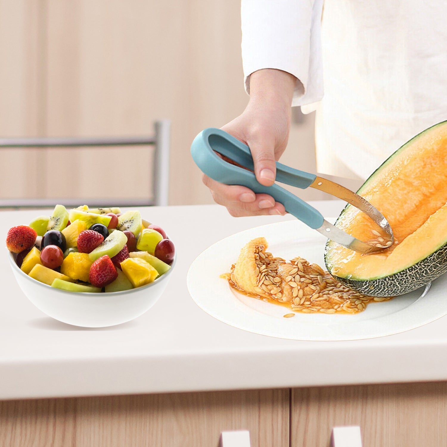 Professional 3 In 1 Stainless Steel Watermelon Melon Baller Scoop