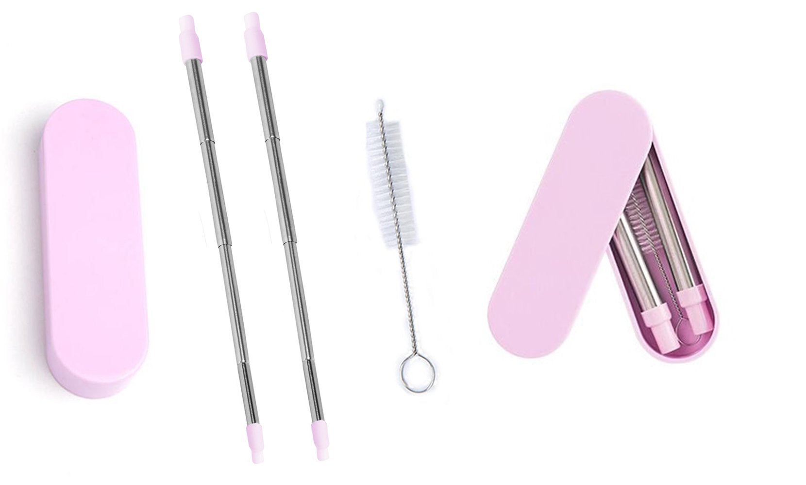 Collapsable Telescopic Reusable Drinkable Straw (1 or 2-Pack)