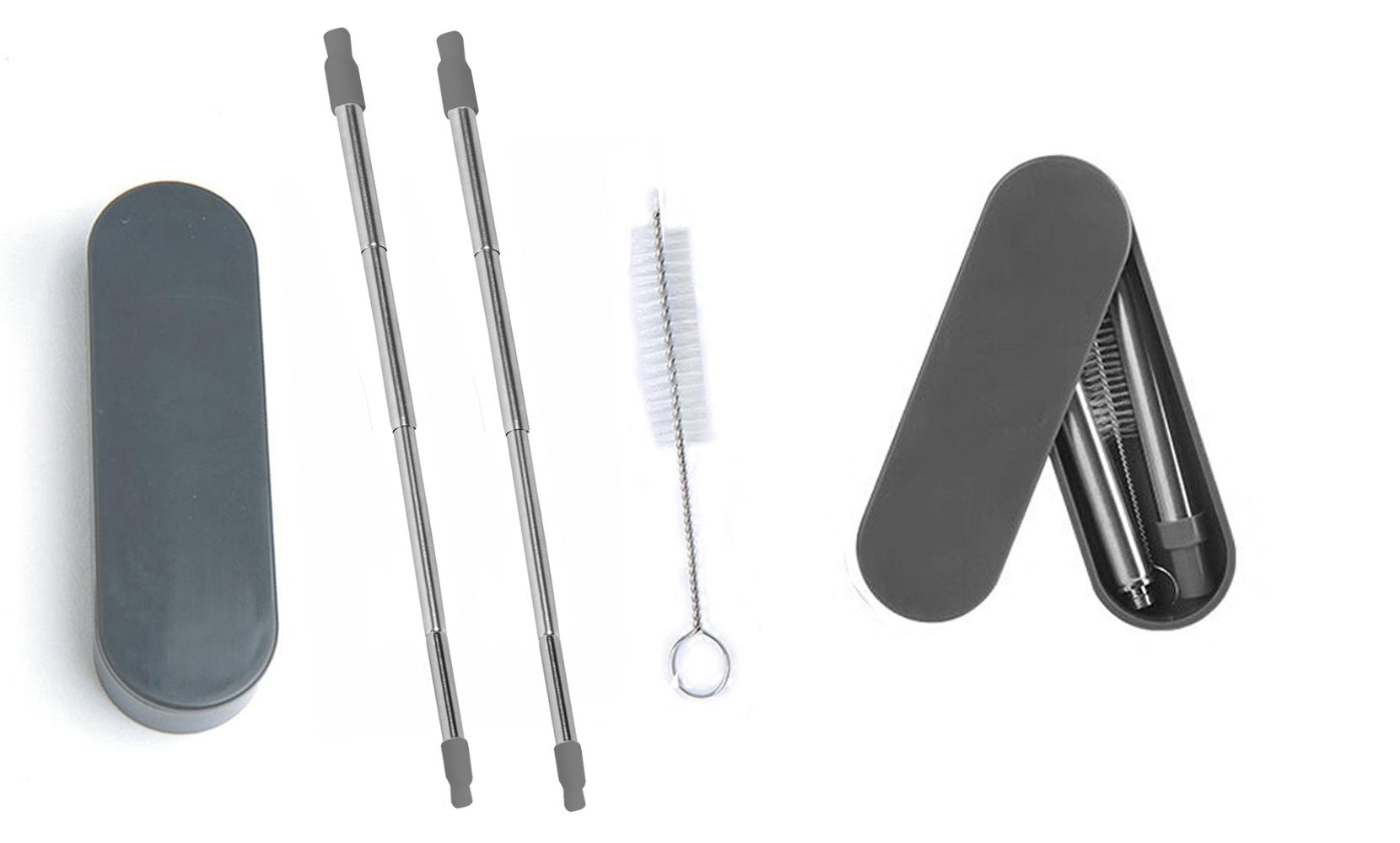 Collapsable Telescopic Reusable Drinkable Straw (1 or 2-Pack)
