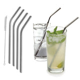 Stainless Steel Bent or Straight Drinking Straws (5- or 10-Pack)