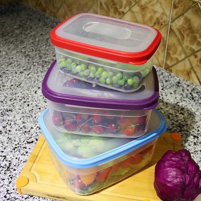 6-Piece BPA Free Food Storage Container Set with Color Coded Lids