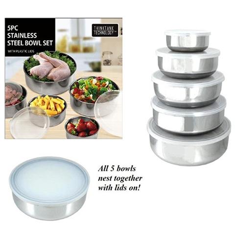 10 Piece Stainless Steel Bowl and Lids Ultimate Food Storage Set