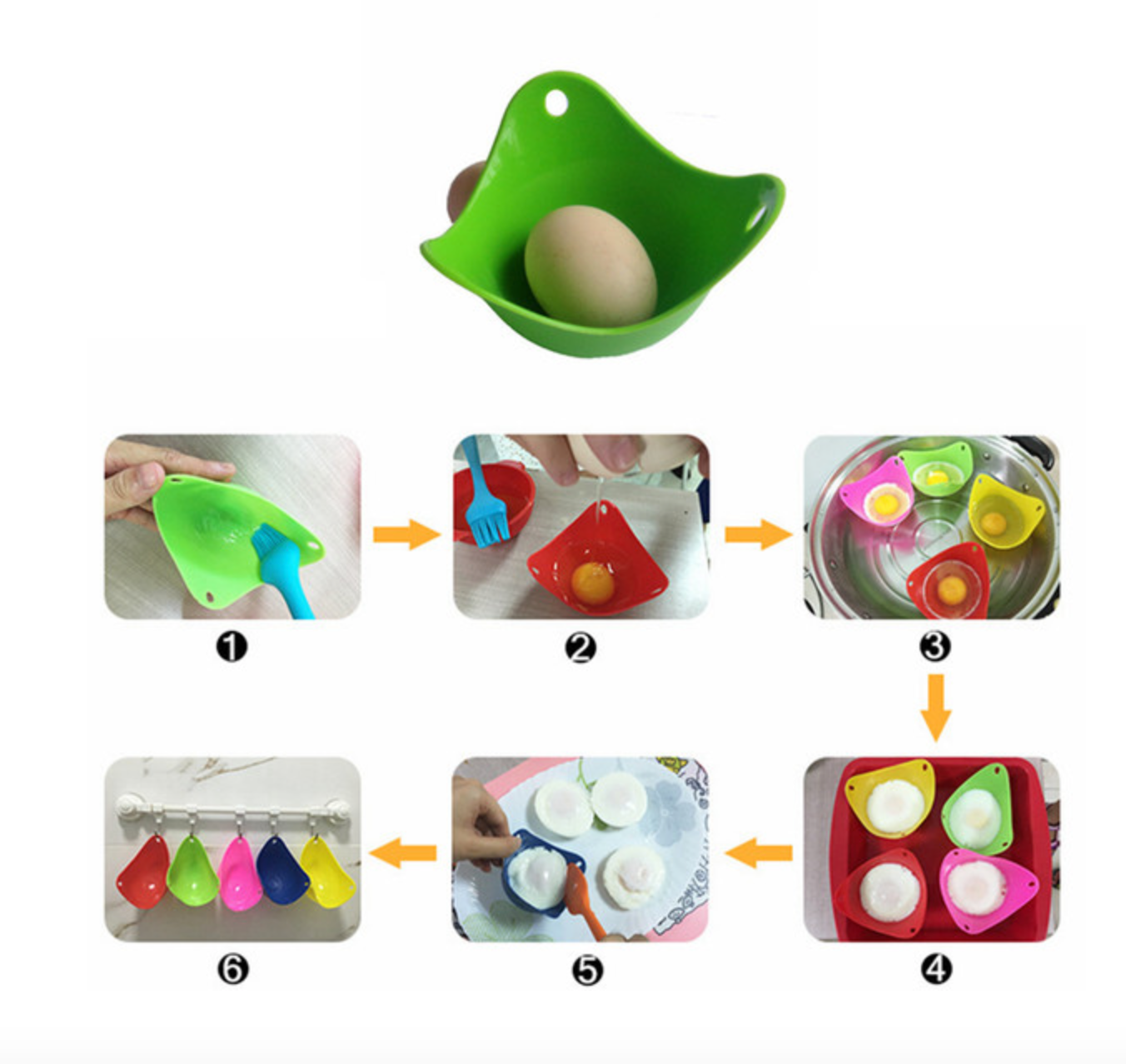 6-Pack: Silicone Egg Poaching Cups Set