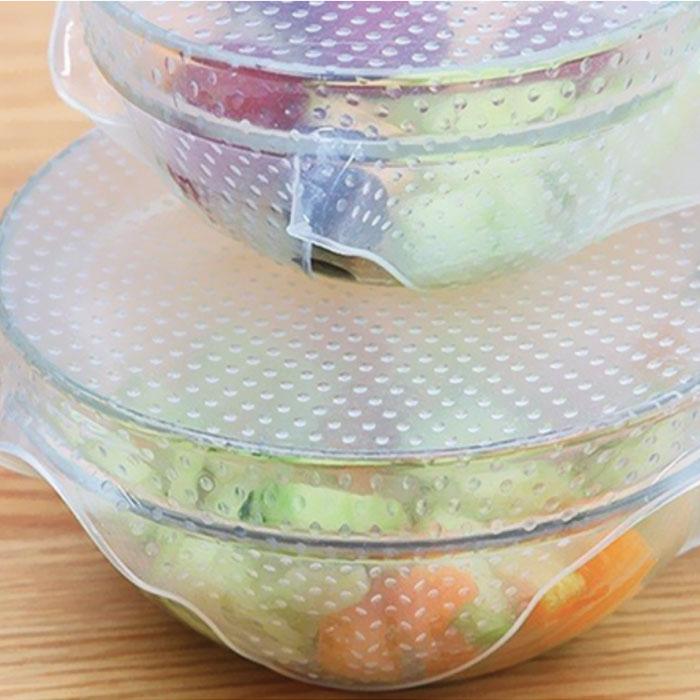 4-Pack : Reusable and Adjustable Silicone Food Covers