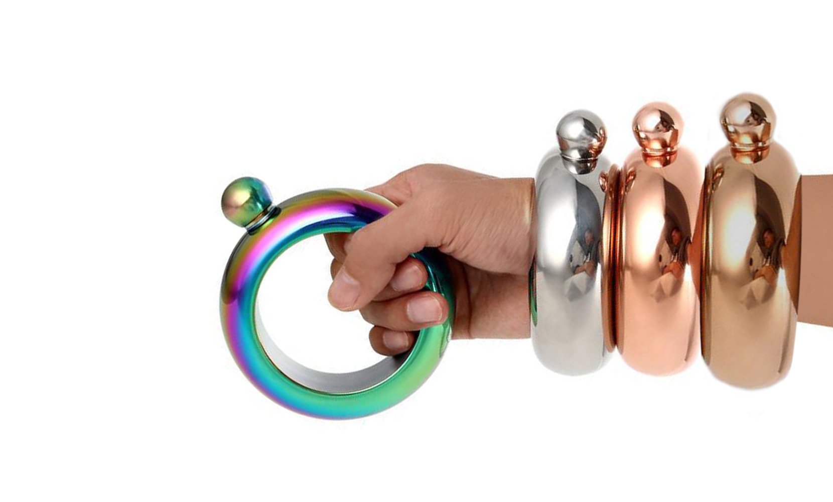 Smooth Stainless Steel Portable Bracelet Hip Flask for Storing Alcohol/Water/Liquid (4-Colors)