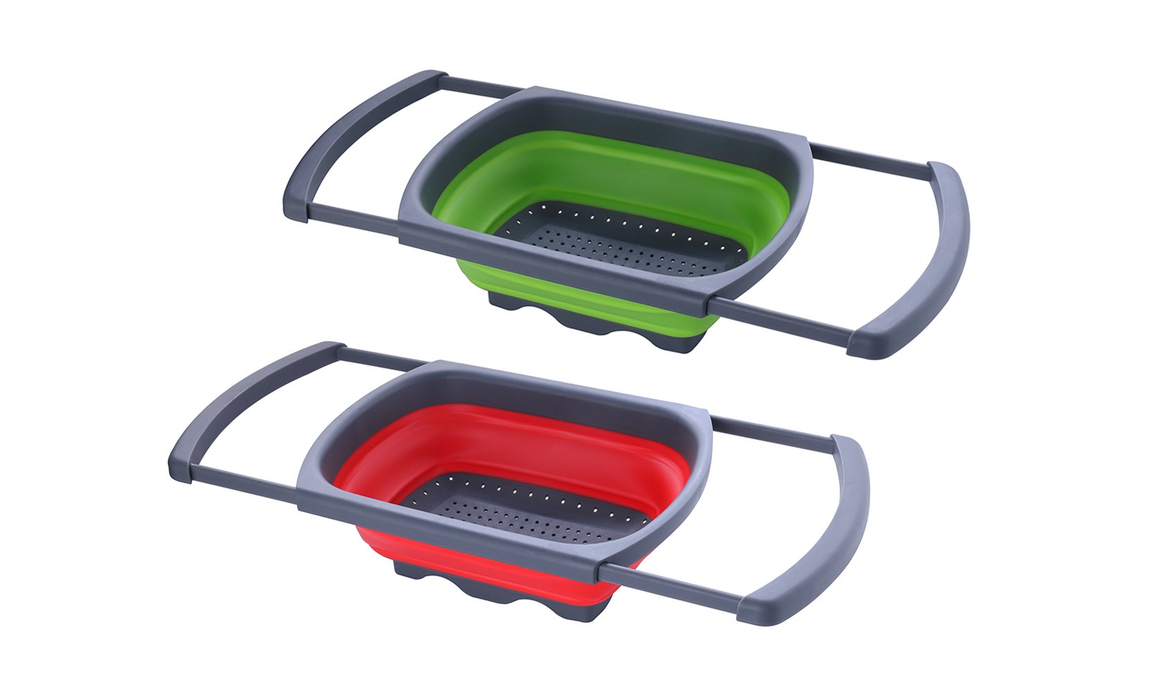 Over-the-Sink Collapsible Colander with Extendable Handles