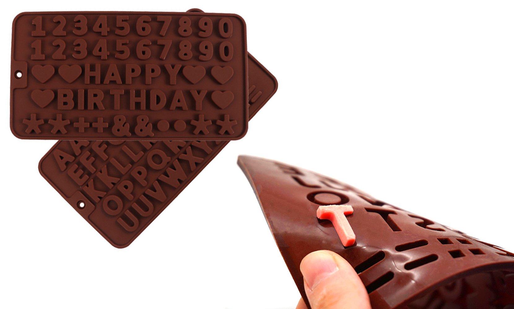 2-Pack: Silicone Chocolate Ice Decoration Tray  For Happy Birthday, Numbers, Symbols Mold