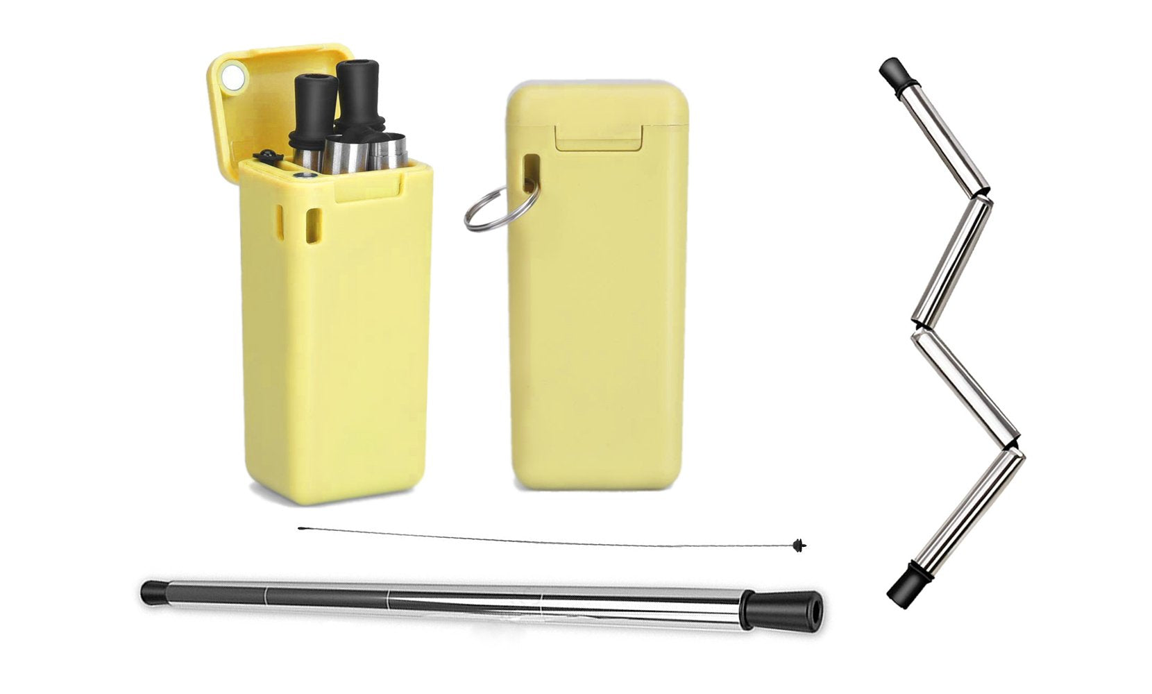 Collapsible, Portable, And Reusable Stainless Steel Drinking Straw With Case