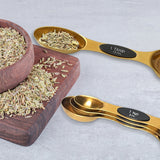 8-Piece: Double Sided Stackable Copper Magnetic Measuring Spoons Set with Leveler for Baking,Cooking,Roasting , Meal Preparation