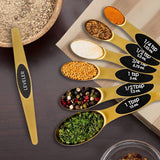 8-Piece: Double Sided Stackable Copper Magnetic Measuring Spoons Set with Leveler for Baking,Cooking,Roasting , Meal Preparation
