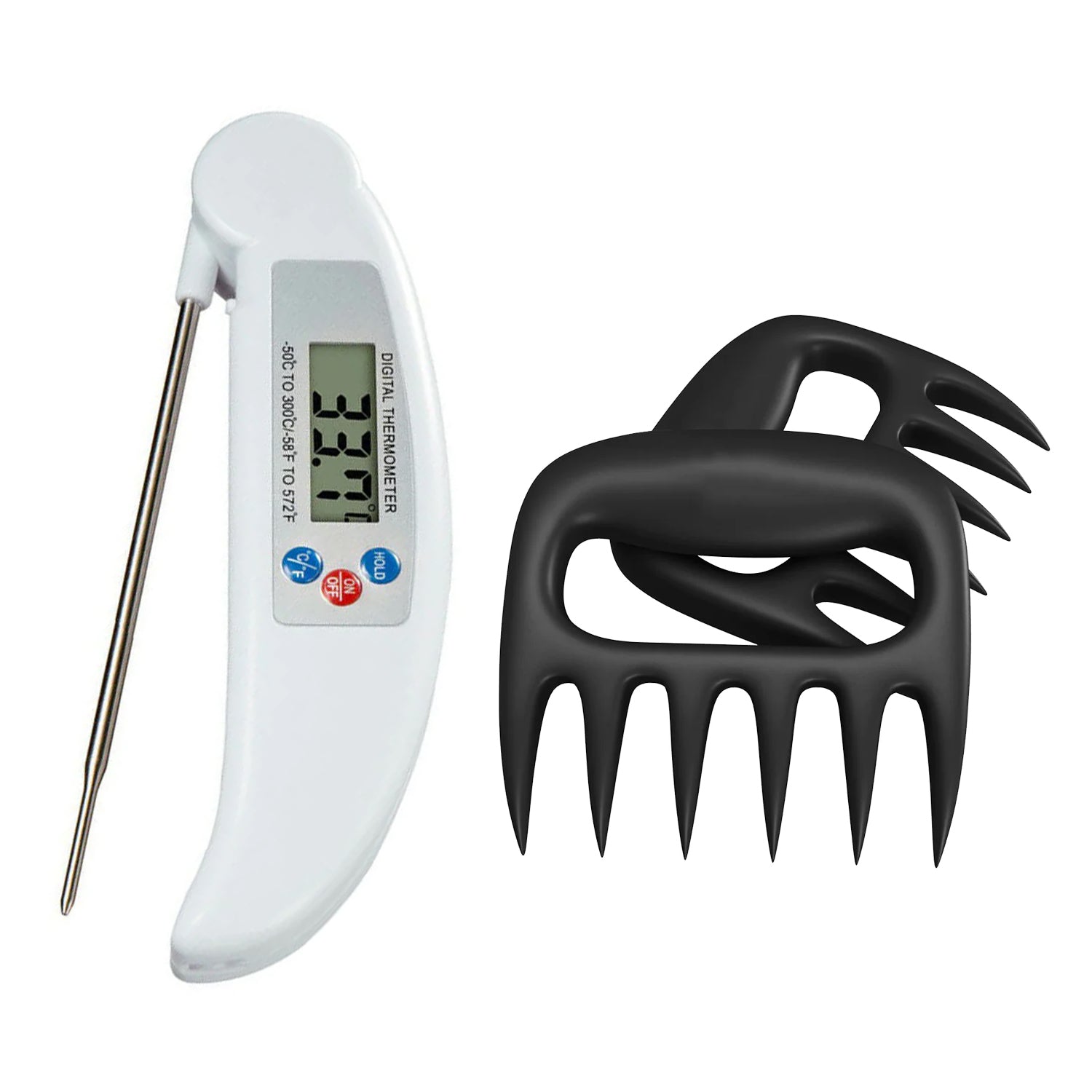 Instant-Read Stainless Steel Digital Meat And Poultry Thermometer and Professional Meat Chicken Pulling And Shredding Claws
