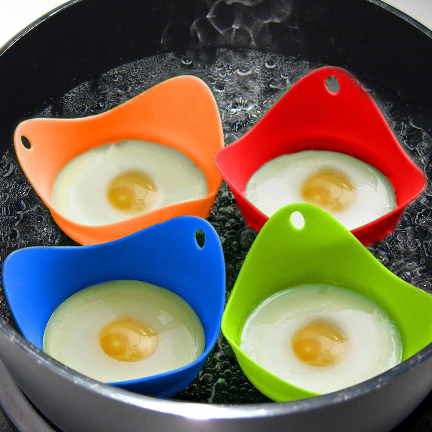 7-Pack: Silicone Egg Poaching Cups Set And Stainless Steel Heavy Duty Wire Egg And Fruit Slicer Cutter Chopper Slicer