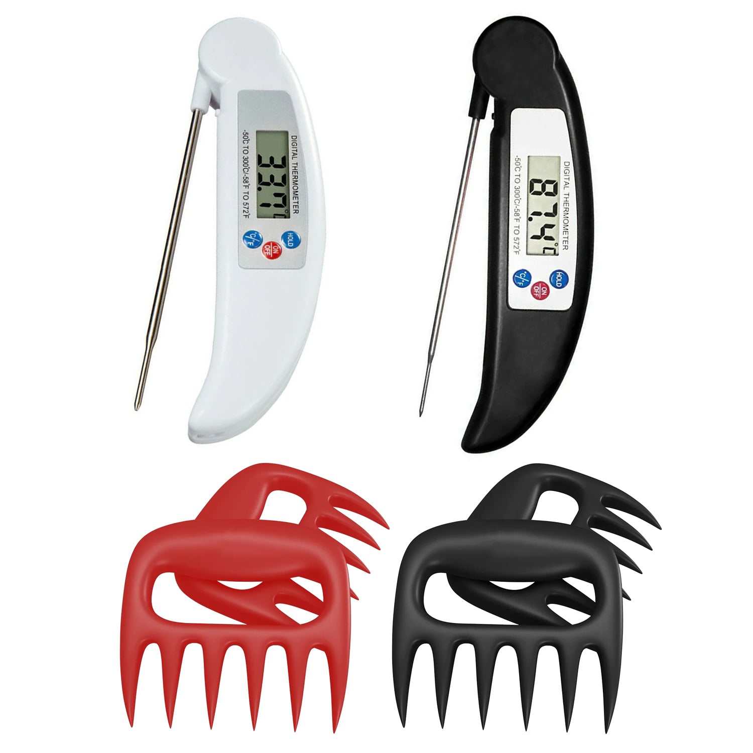Instant-Read Stainless Steel Digital Meat And Poultry Thermometer and Professional Meat Chicken Pulling And Shredding Claws