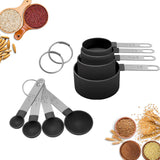 8-Piece: Nesting Measuring Cups Set and Spoons Set with Stainless Steel Handle For Measuring Dry and Liquid Ingredients Spices