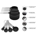 8-Piece: Nesting Measuring Cups Set and Spoons Set with Stainless Steel Handle For Measuring Dry and Liquid Ingredients Spices