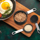 8-Piece: Nesting Measuring Cups Set and Spoons Set with Stainless Steel Handle For Measuring Dry and Liquid Ingredients Spices