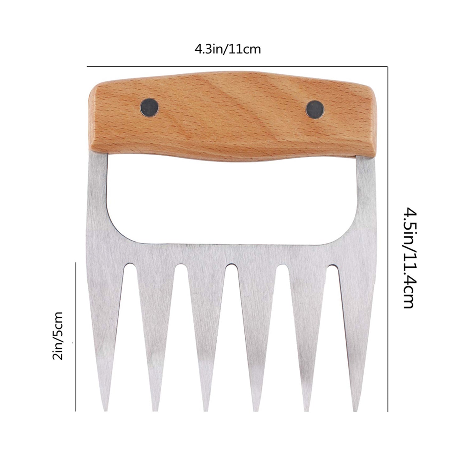 Stainless Steel Meat-Shredding Claws With Wooden Handle