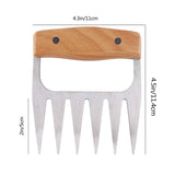 Stainless Steel Meat-Shredding Claws With Wooden Handle