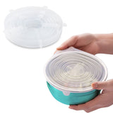 6-Pack: Reusable Silicone Stretch Container Lids Covers for Food Storage - Fit Most Containers