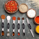 7-Piece: Double Sided Stackable Magnetic Measuring Spoons Set with Leveler