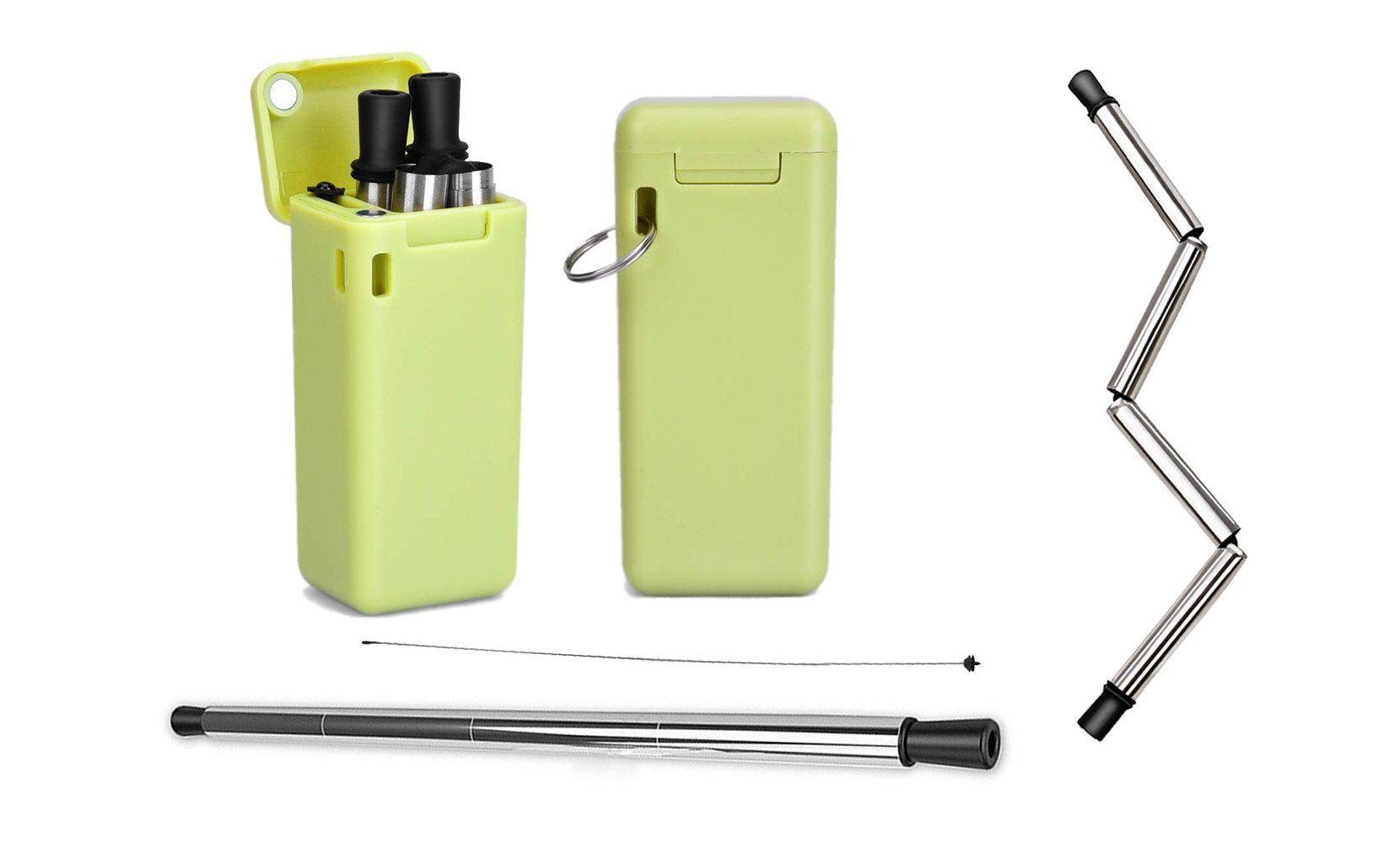 Collapsible, Portable, And Reusable Stainless Steel Drinking Straw With Case