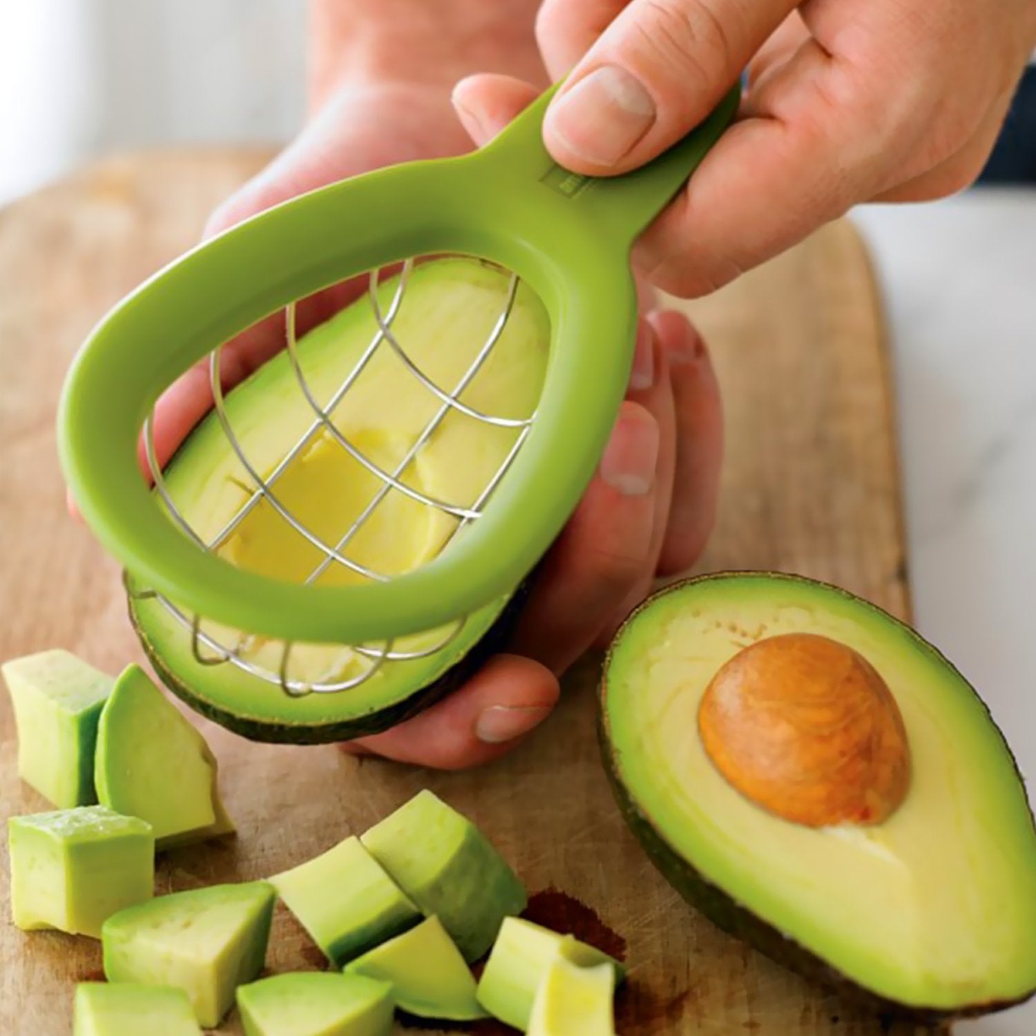Stainless Steel Easy Avocado Slicer and Perfect Cubing Tool