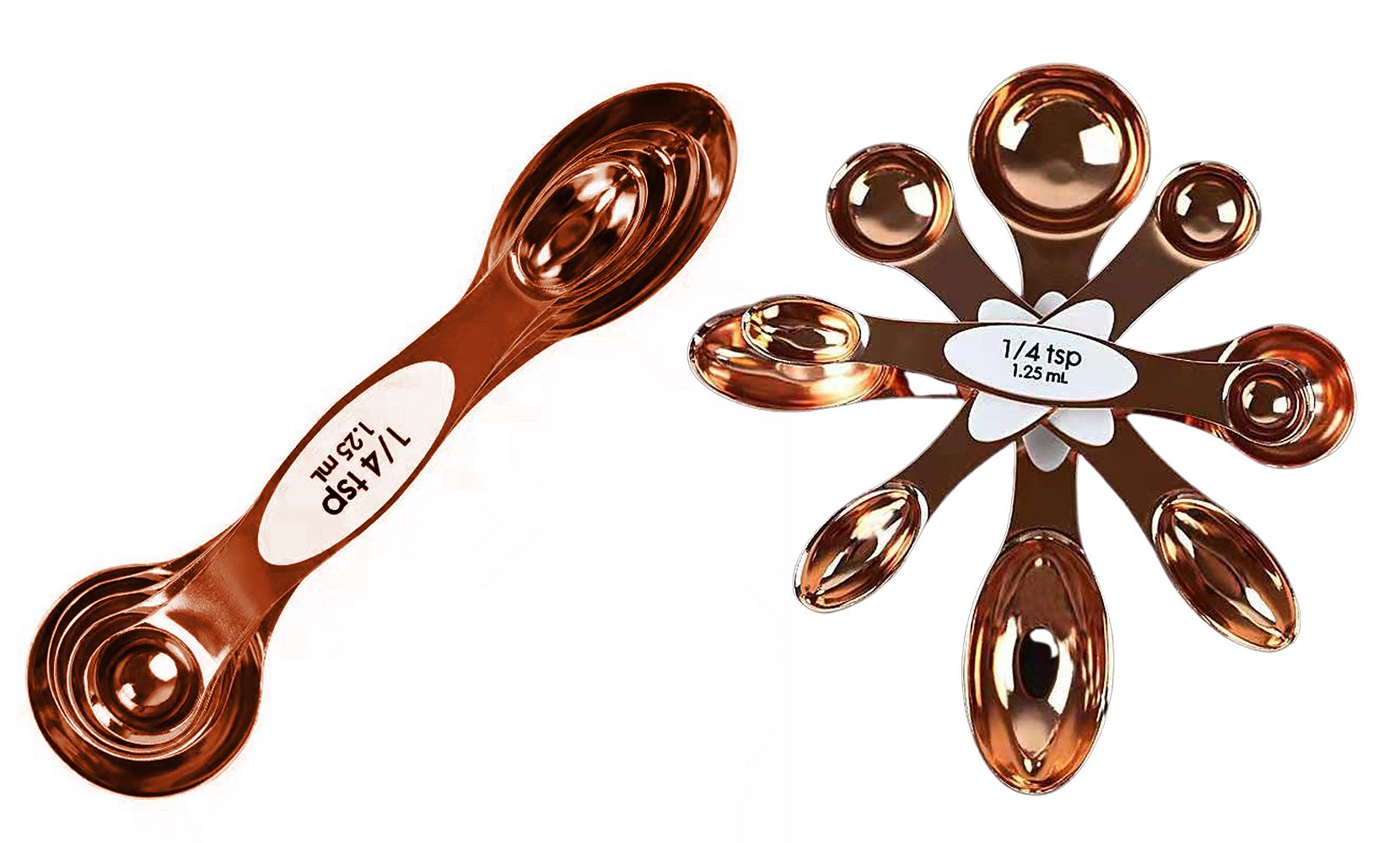 5-Piece: Copper Dual-Sided Stackable Magnetic Measuring Spoons Set