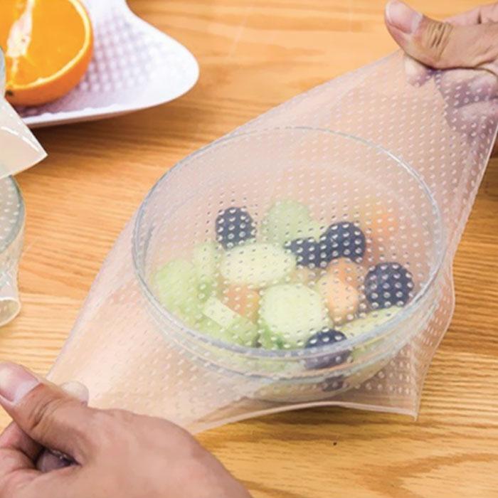 4-Pack : Reusable and Adjustable Silicone Food Covers