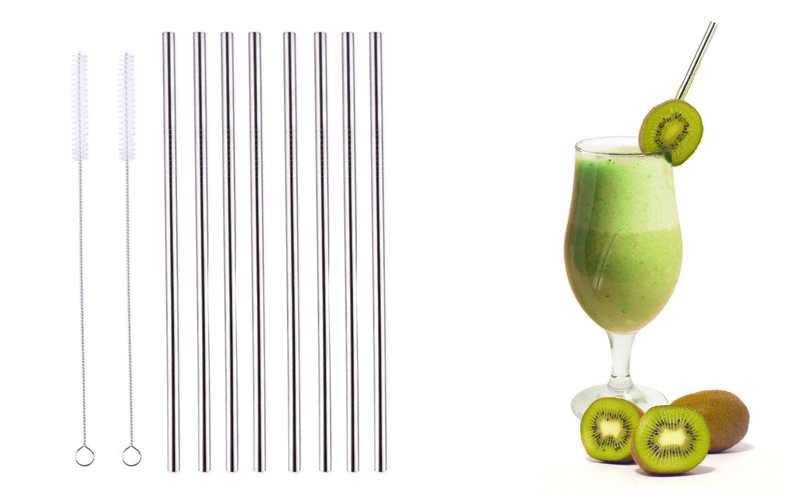 Stainless Steel Bent or Straight Drinking Straws (5- or 10-Pack)