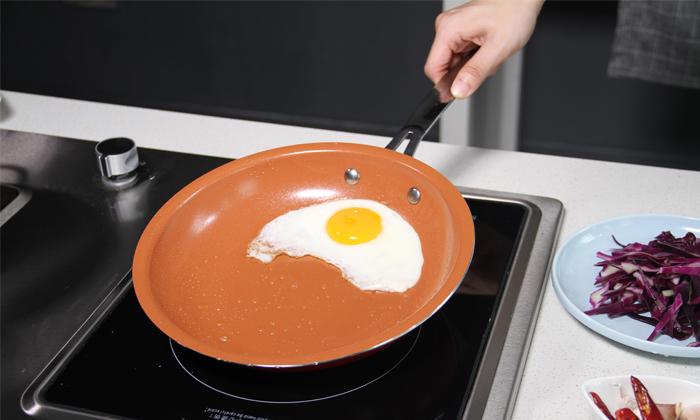9.5 Ultra Nonstick Red Copper Frying Pan With Stainless Steel Handle