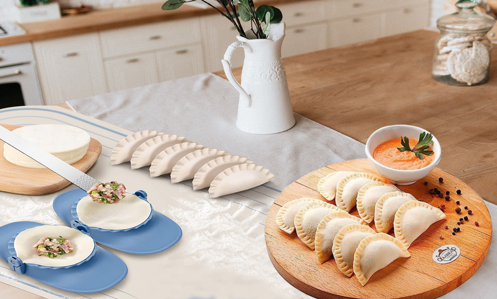 Set of 3: Perfect Dumpling Ravioli Empanadas Pie Pastry Maker Mold Dough Press