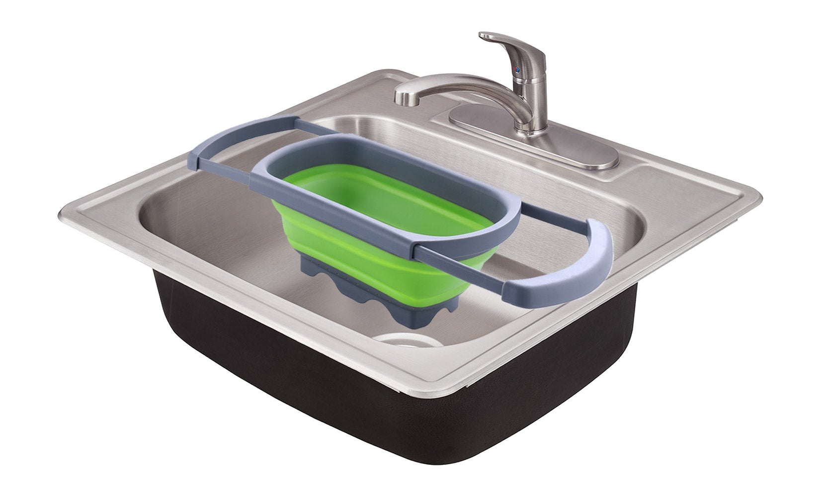 Over-the-Sink Collapsible Colander with Extendable Handles