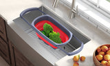 Over-the-Sink Collapsible Colander with Extendable Handles